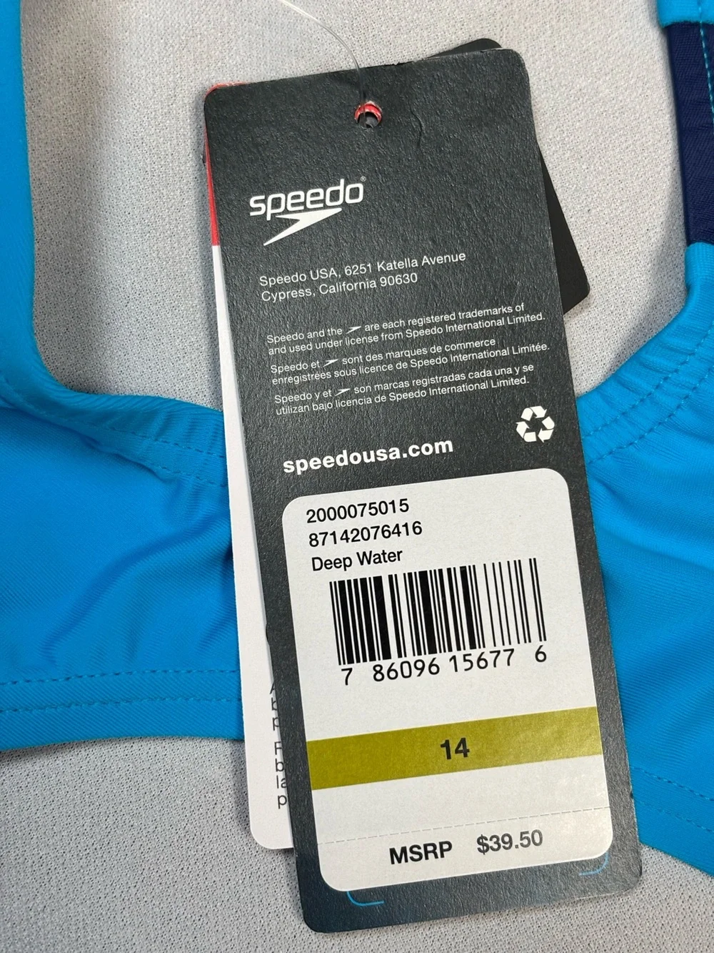 Speedo Girls Solid Infinity Splice One Piece In Navy Size 14 NWT